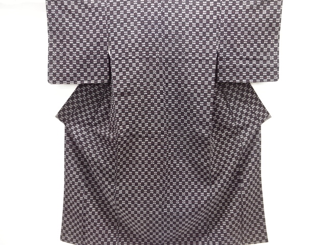 JAPANESE KIMONO / ANTIQUE KIMONO / TAISHO ROMAN STYLE / SILK / WOVEN ABSTRACT PATTERN